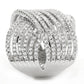 3W1539 - Rhodium Brass Ring with AAA Grade CZ  in Clear-3