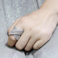 3W1539 - Rhodium Brass Ring with AAA Grade CZ  in Clear-4