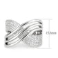 3W1542 - Rhodium Brass Ring with AAA Grade CZ  in Clear-1