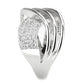 3W1542 - Rhodium Brass Ring with AAA Grade CZ  in Clear-3