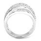 3W1544 - Rhodium Brass Ring with AAA Grade CZ  in Clear-2
