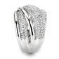 3W1544 - Rhodium Brass Ring with AAA Grade CZ  in Clear-4