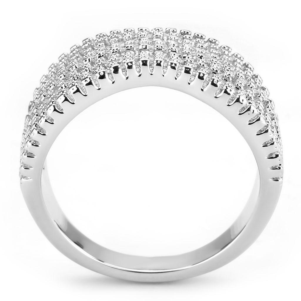 3W1546 - Rhodium Brass Ring with AAA Grade CZ  in Clear-2