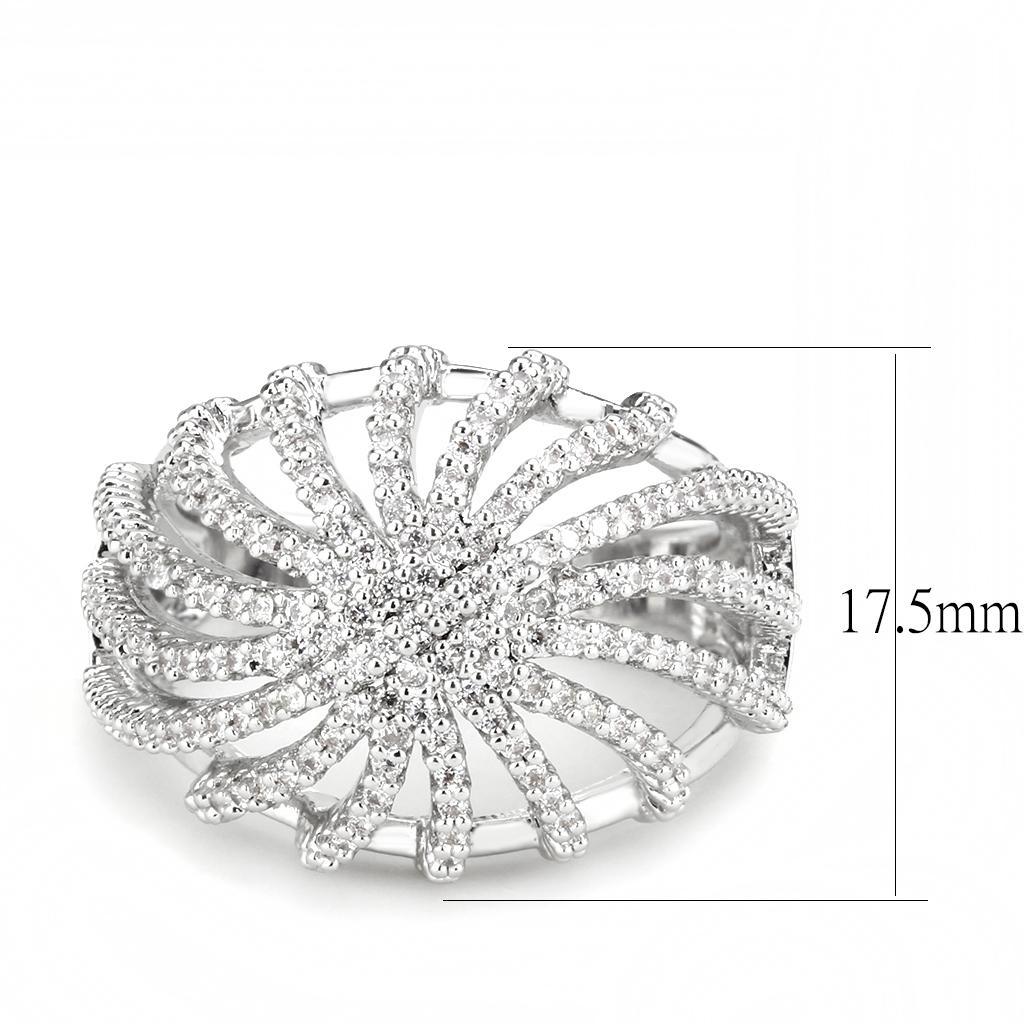 3W1547 - Rhodium Brass Ring with AAA Grade CZ  in Clear-1