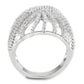 3W1547 - Rhodium Brass Ring with AAA Grade CZ  in Clear-2