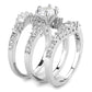 3W1553 - Rhodium Brass Ring with AAA Grade CZ  in Clear-3