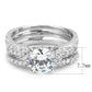 3W1554 - Rhodium Brass Ring with AAA Grade CZ  in Clear-1