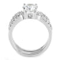 3W1554 - Rhodium Brass Ring with AAA Grade CZ  in Clear-2