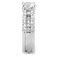 3W1554 - Rhodium Brass Ring with AAA Grade CZ  in Clear-3