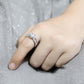 3W1554 - Rhodium Brass Ring with AAA Grade CZ  in Clear-4