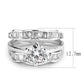 3W1557 - Rhodium Brass Ring with AAA Grade CZ  in Clear-1
