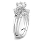 3W1558 - Rhodium Brass Ring with AAA Grade CZ  in Clear-3