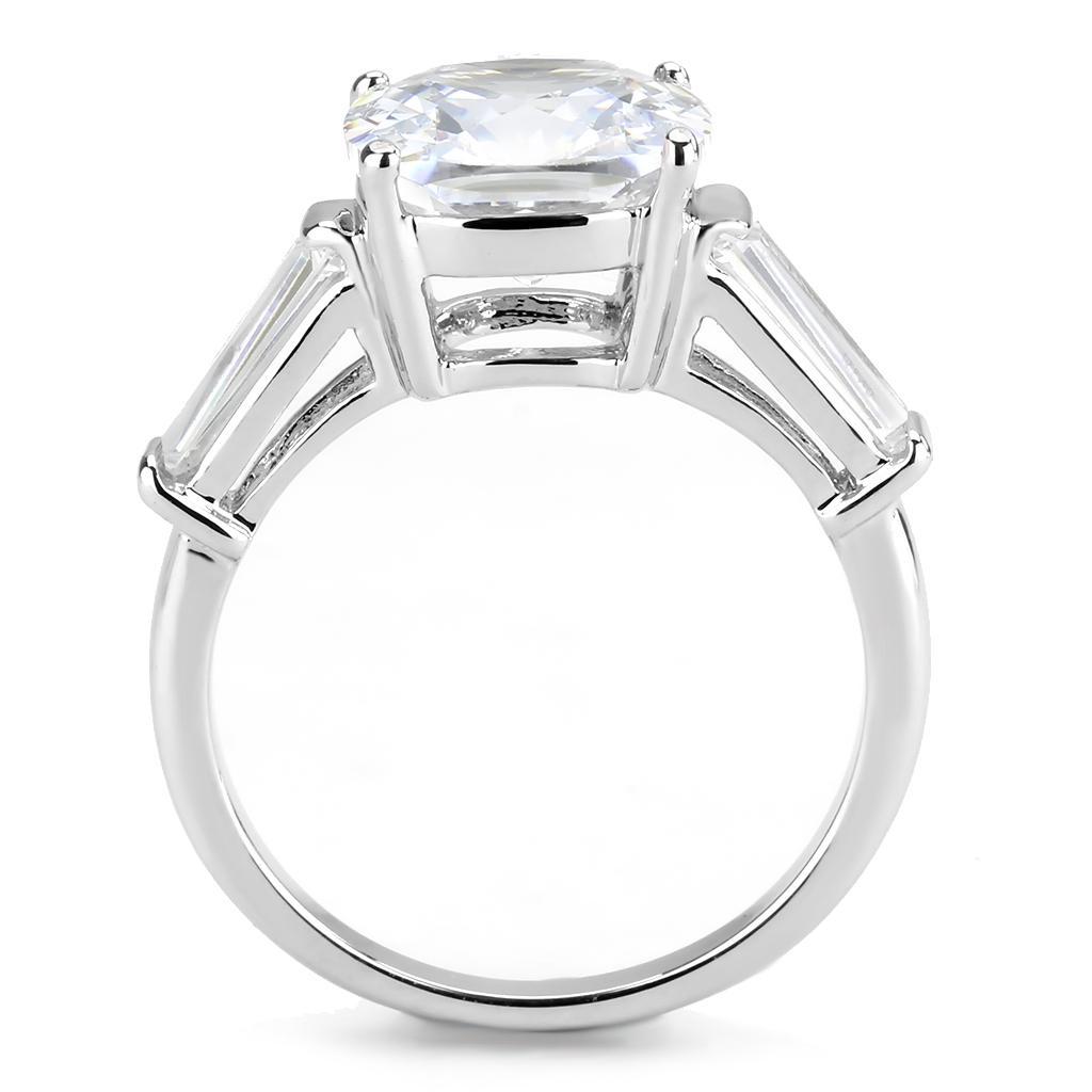3W1561 - Rhodium Brass Ring with AAA Grade CZ  in Clear-2