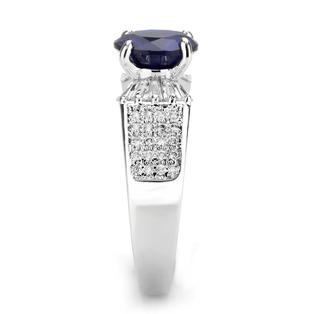 3W1562 - Rhodium Brass Ring with Synthetic Spinel in London Blue-3