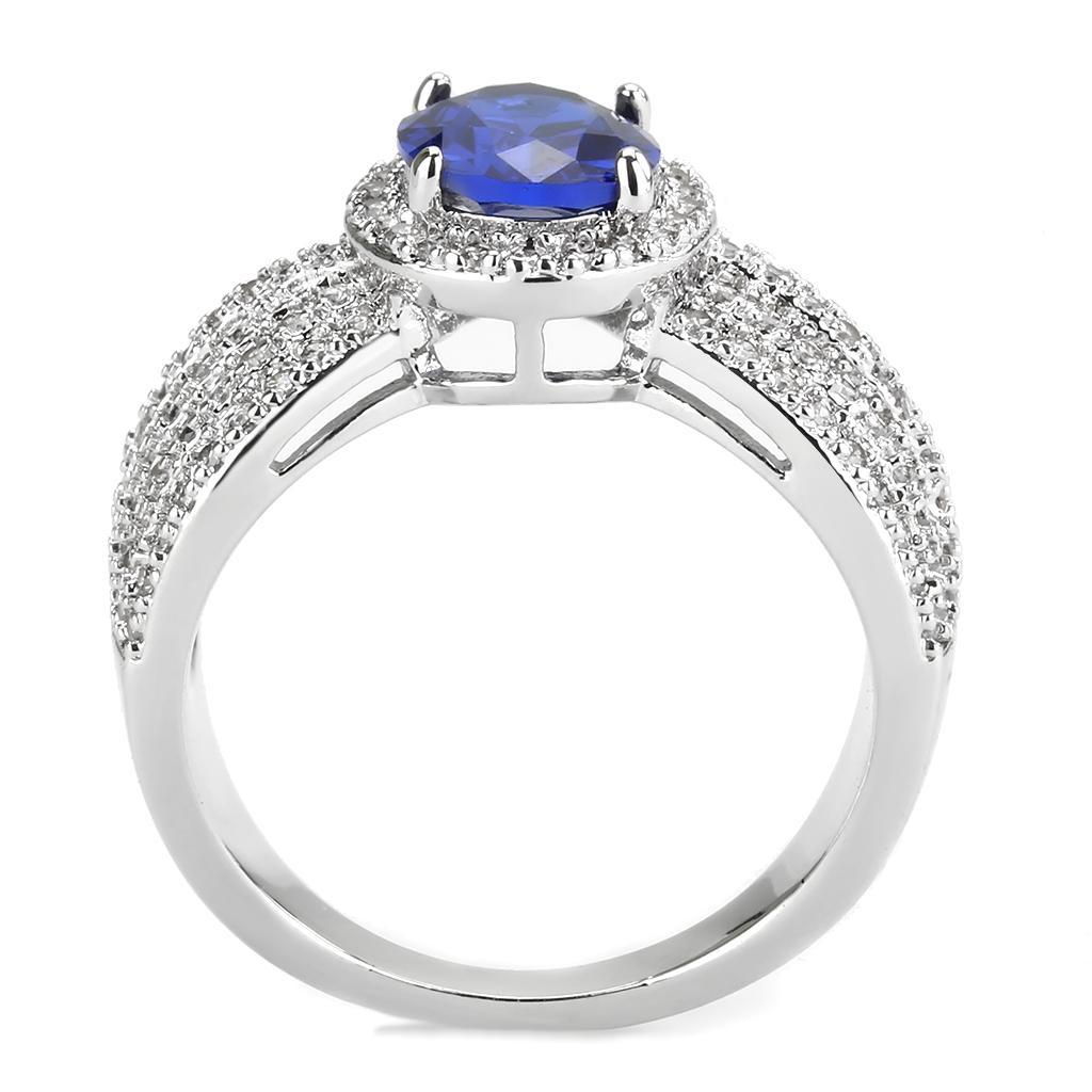 3W1563 - Rhodium Brass Ring with Synthetic Spinel in London Blue-2