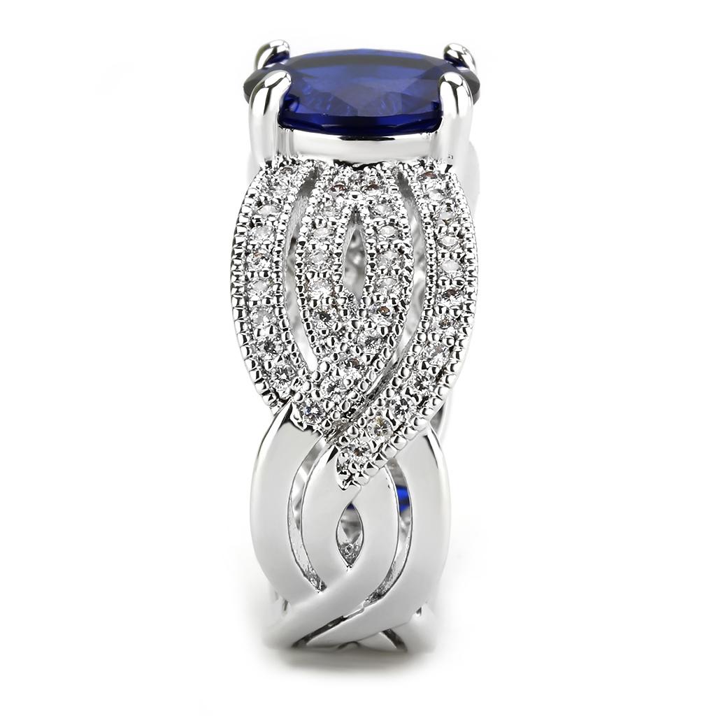 3W1564 - Rhodium Brass Ring with Synthetic Spinel in London Blue-3