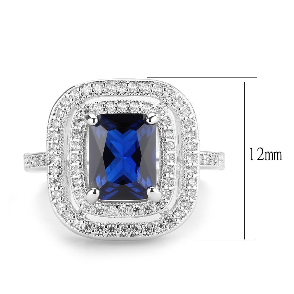3W1565 - Rhodium Brass Ring with Synthetic Spinel in London Blue-1