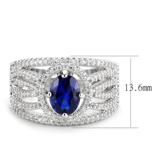 3W1567 - Rhodium Brass Ring with Synthetic Spinel in London Blue-1