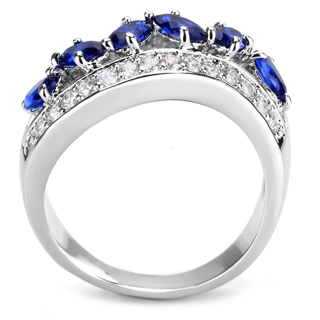3W1569 - Rhodium Brass Ring with Synthetic Spinel in London Blue-2