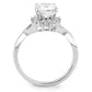 3W1575 - Rhodium Brass Ring with AAA Grade CZ  in Clear-3