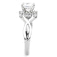3W1575 - Rhodium Brass Ring with AAA Grade CZ  in Clear-4