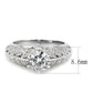 3W1576 - Rhodium Brass Ring with AAA Grade CZ  in Clear-2