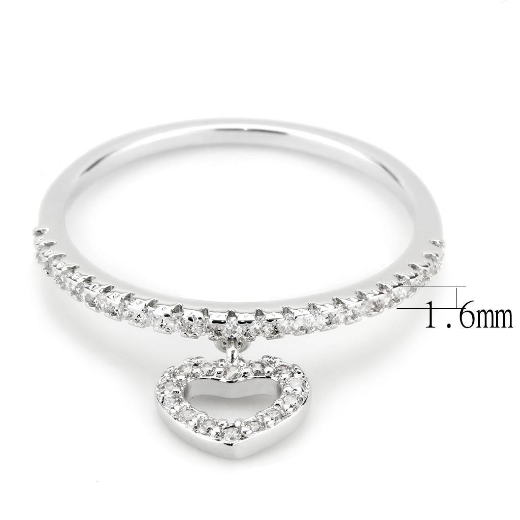 3W1579 - Rhodium Brass Ring with AAA Grade CZ  in Clear-2