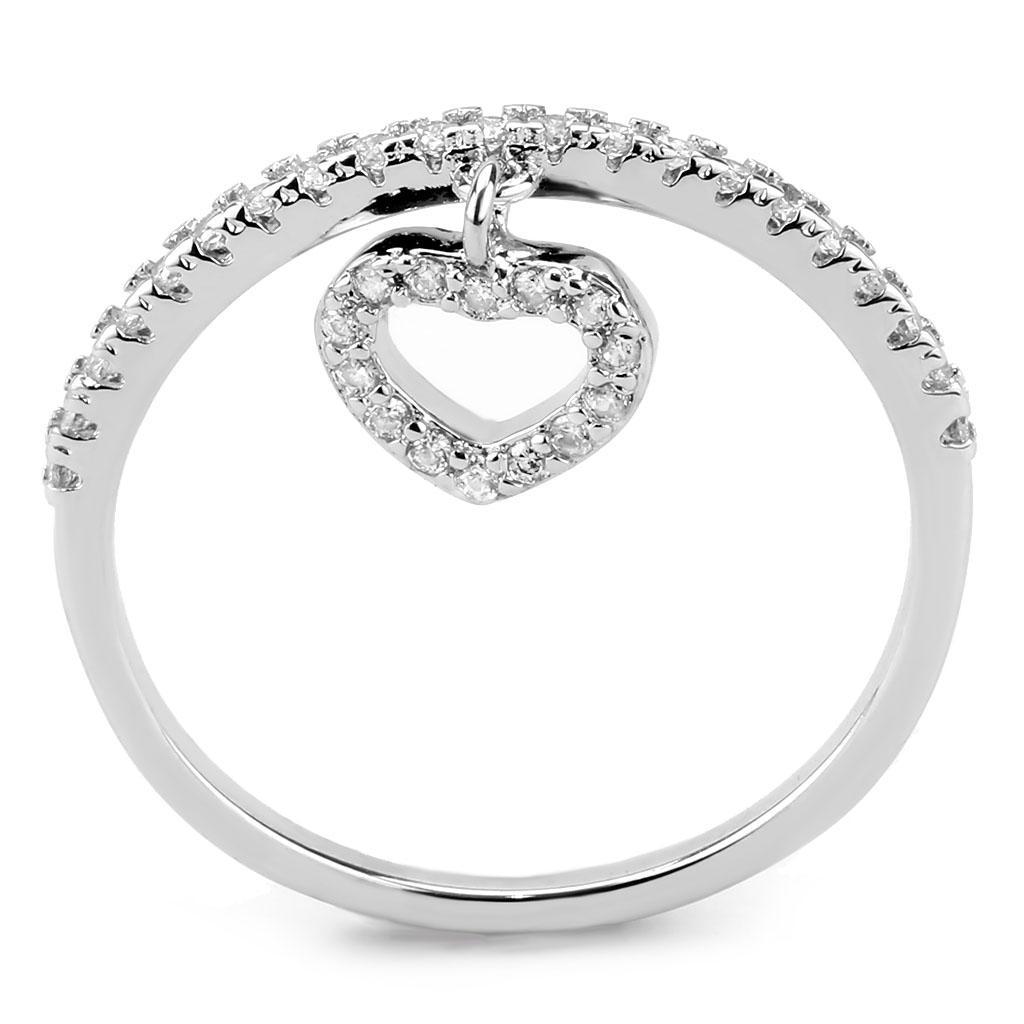 3W1579 - Rhodium Brass Ring with AAA Grade CZ  in Clear-3