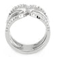 3W1580 - Rhodium Brass Ring with AAA Grade CZ  in Clear-2