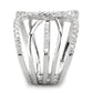 3W1580 - Rhodium Brass Ring with AAA Grade CZ  in Clear-3
