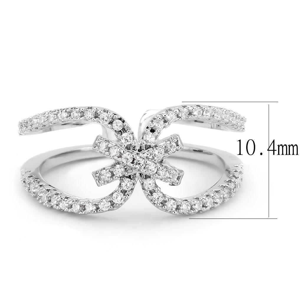 3W1583 - Rhodium Brass Ring with AAA Grade CZ  in Clear-2