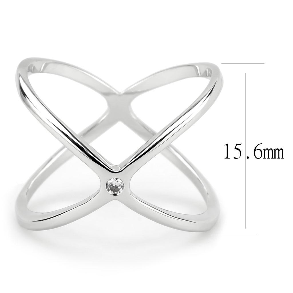 3W1584 - Rhodium Brass Ring with AAA Grade CZ  in Clear-2