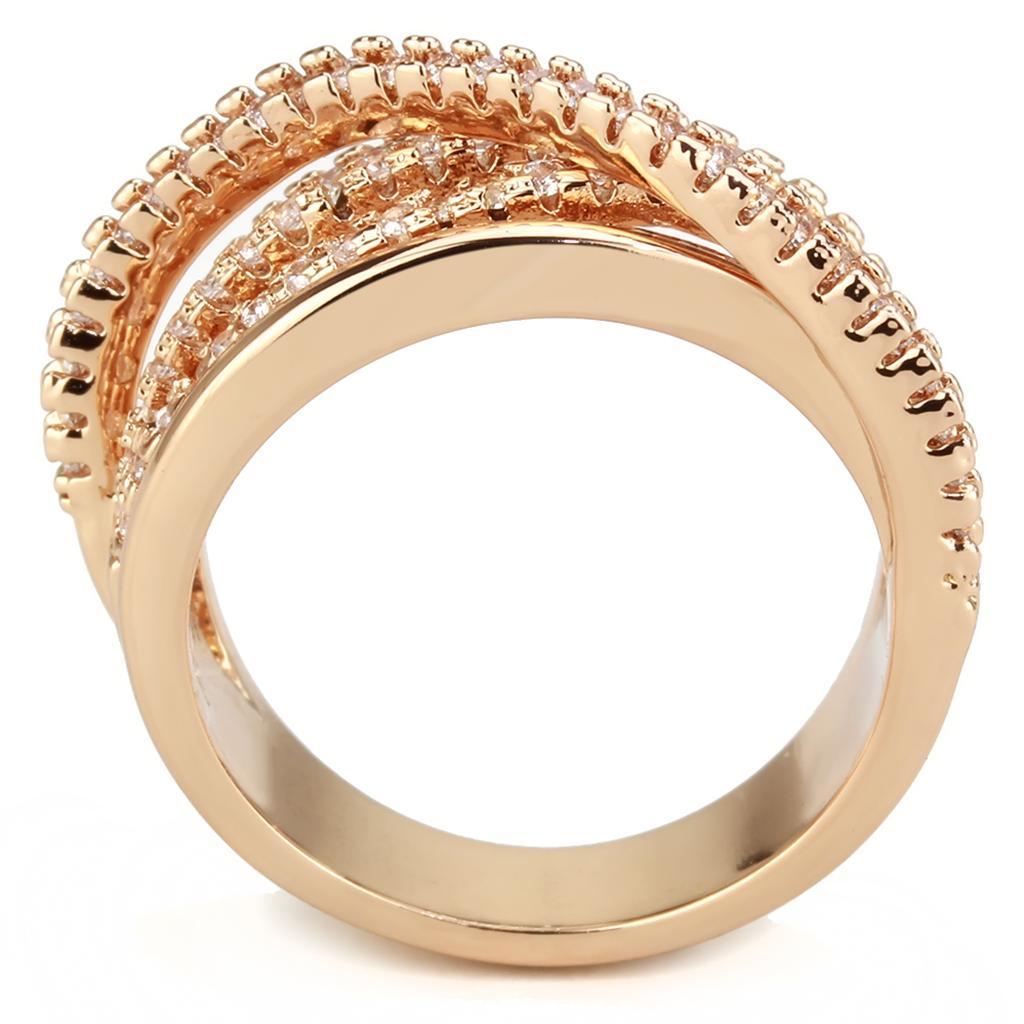 3W1586 - Rose Gold Brass Ring with AAA Grade CZ  in Clear-2