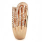 3W1586 - Rose Gold Brass Ring with AAA Grade CZ  in Clear-4