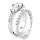 3W1588 - Rhodium Brass Ring with AAA Grade CZ  in Clear-4