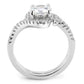 3W1591 - Rhodium Brass Ring with AAA Grade CZ  in Clear-3
