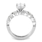 3W1593 - Rhodium Brass Ring with AAA Grade CZ  in Clear-3