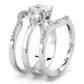 3W1594 - Rhodium Brass Ring with AAA Grade CZ  in Clear-4