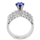 3W1596 - Rhodium Brass Ring with AAA Grade CZ  in London Blue-3