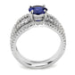 3W1597 - Rhodium Brass Ring with AAA Grade CZ  in London Blue-3