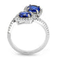 3W1600 - Rhodium Brass Ring with AAA Grade CZ  in London Blue-3