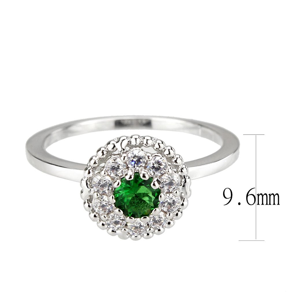 3W1604 - Rhodium Brass Ring with Synthetic in Emerald-1