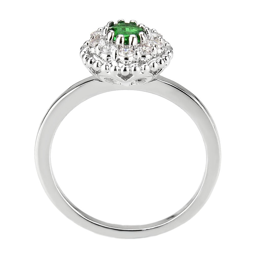 3W1604 - Rhodium Brass Ring with Synthetic in Emerald-2