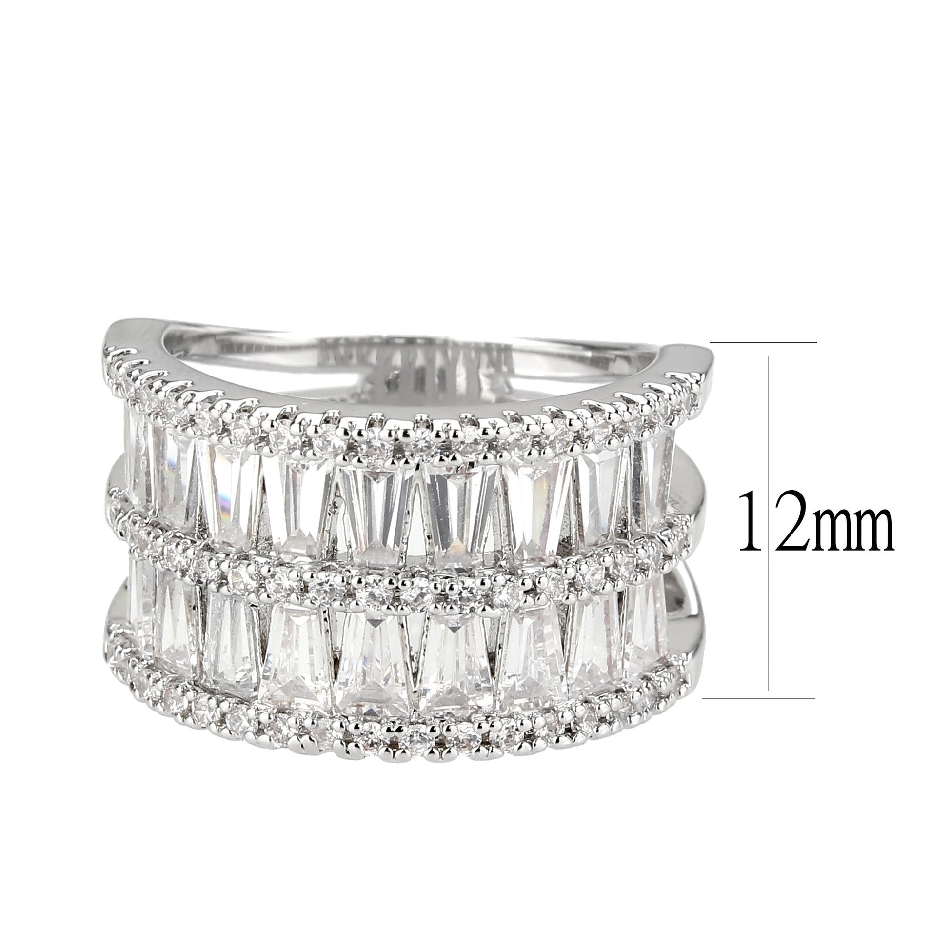 3W1606 - Rhodium Brass Ring with AAA Grade CZ in Clear-1