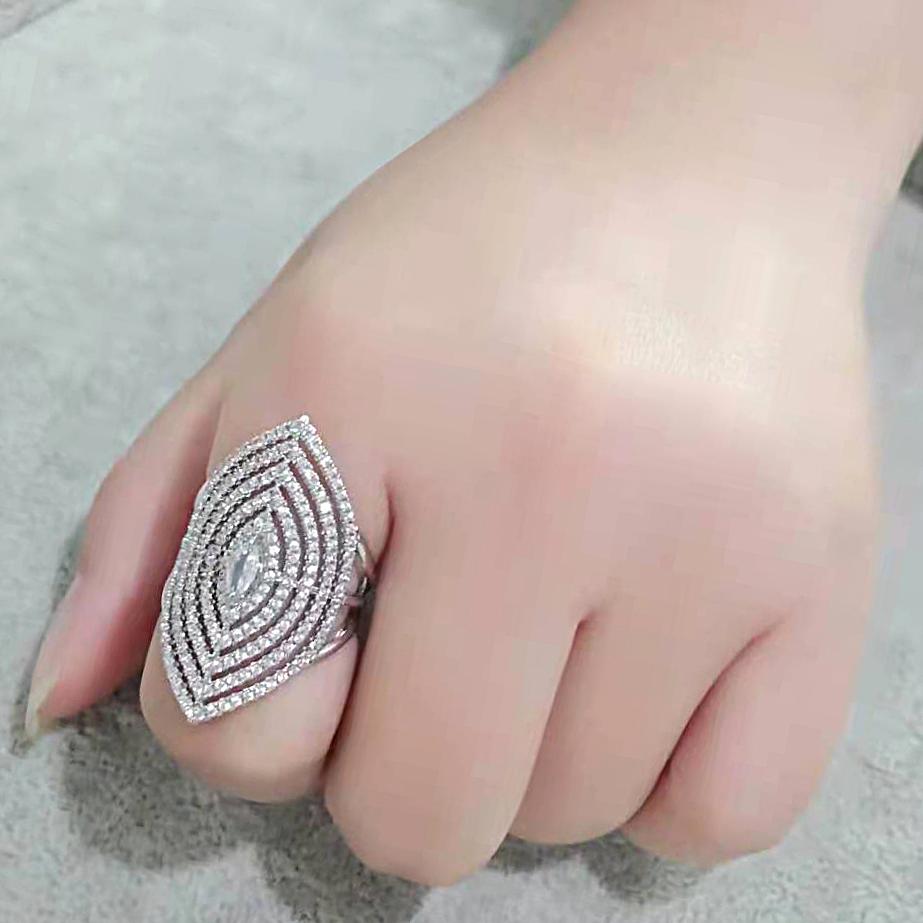 3W1608 - Rhodium Brass Ring with AAA Grade CZ in Clear-4