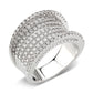 3W1609 - Rhodium Brass Ring with AAA Grade CZ in Clear-0