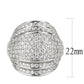 3W1610 - Rhodium Brass Ring with AAA Grade CZ in Clear-1