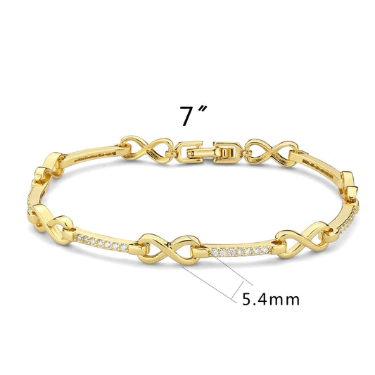 3W1629 - Flash Gold Brass Bracelet with AAA Grade CZ in Clear-1