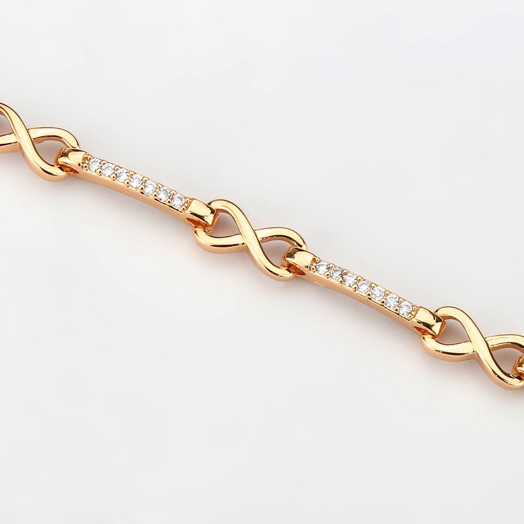 3W1630 - Flash Rose Gold Brass Bracelet with AAA Grade CZ in Clear-3