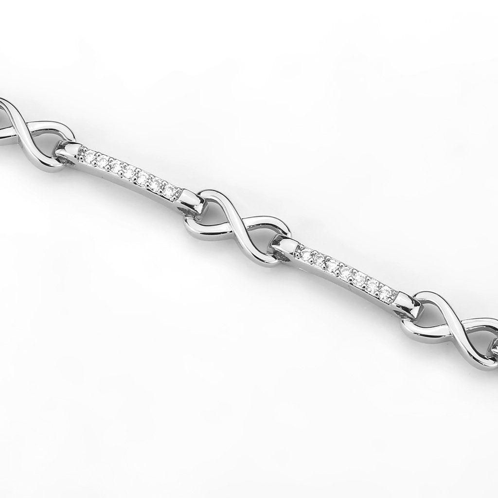 3W1631 - Rhodium Brass Bracelet with AAA Grade CZ in Clear-3
